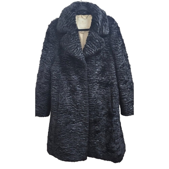 Kate Spade New York Faux Fur Coat Women’s M Elegant Textured Plush Winter Jacket - Picture 2 of 16